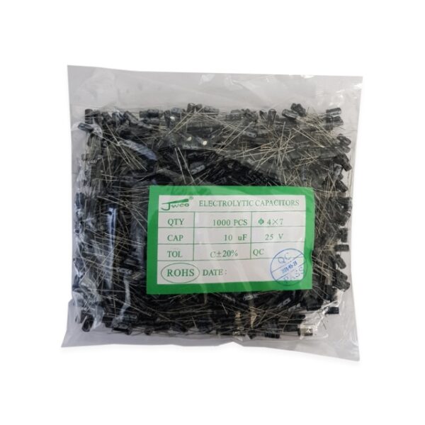 خازن الکترولیت 10uF-25V (JWCO) بسته 1000تایی