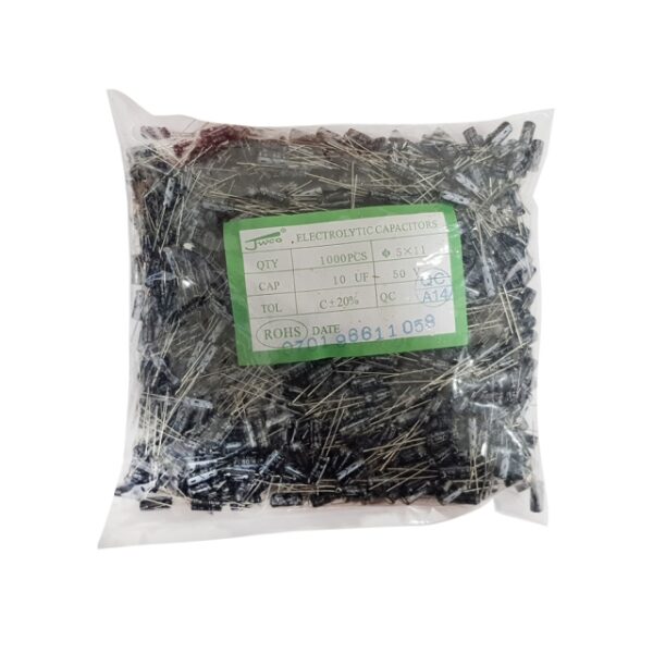 خازن الکترولیت 10uF-50V (JWCO) بسته 1000تایی
