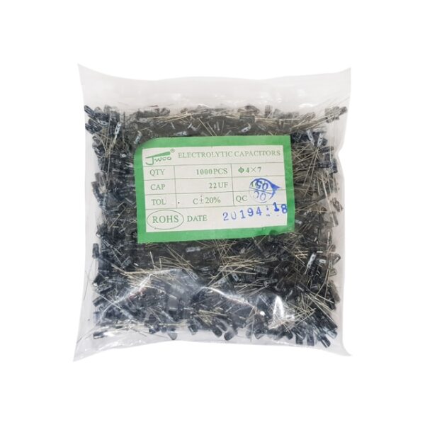 خازن الکترولیت 22uF-16V (JWCO) بسته 1000تایی